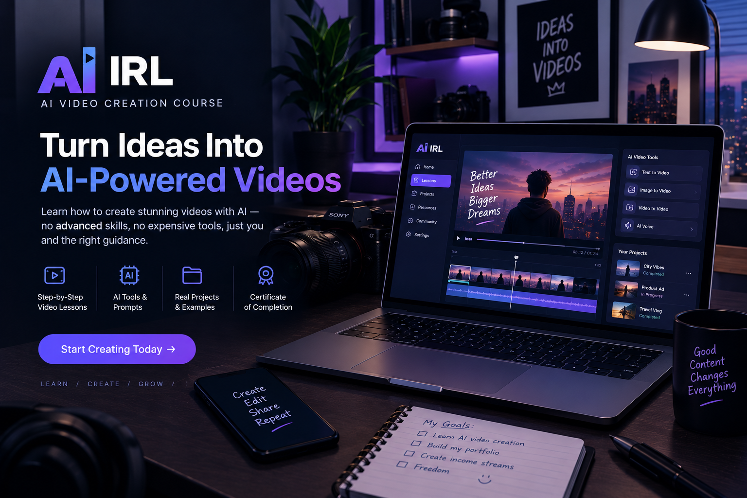 Creative studio setup representing an AI video production experience
